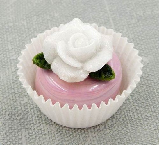 Click to view detail for HG-041 Hulet Art Glass White Chocolate Pink with White Rose $54